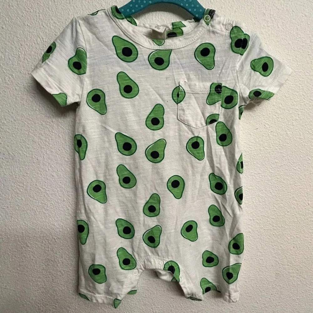 3 Pc Lot Infant Girls Summer 12 Mo Dress Romper Shirt Summer Floral Avacado